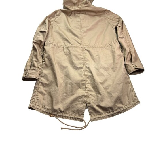 Uniqlo Womens Hooded Rain Coat Utility Jacket Size S Tan Water Resistant - Picture 6 of 9
